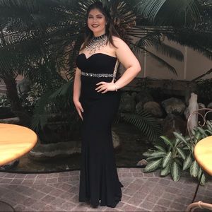 Black Rhinestone Long Dress